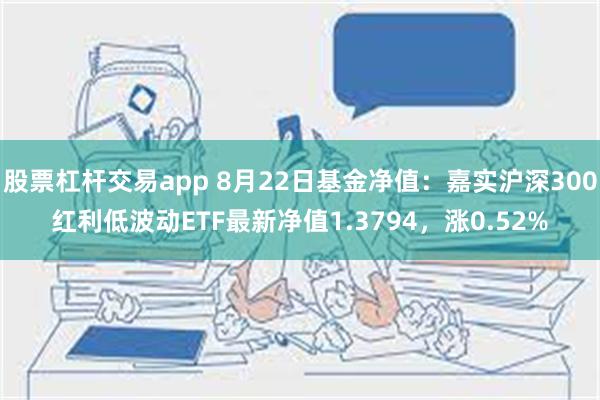 股票杠杆交易app 8月22日基金净值：嘉实沪深300红利低波动ETF最新净值1.3794，涨0.52%