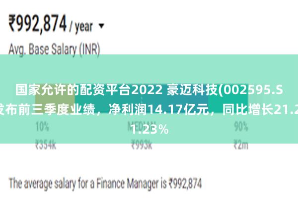 国家允许的配资平台2022 豪迈科技(002595.SZ)发布前三季度业绩，净利润14.17亿元，同比增长21.23%