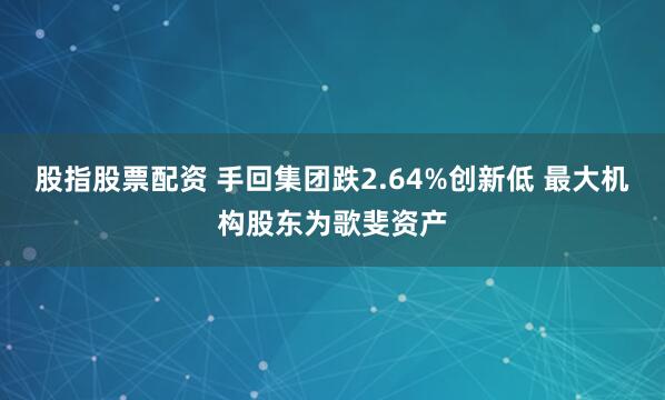 股指股票配资 手回集团跌2.64%创新低 最大机构股东为歌斐资产