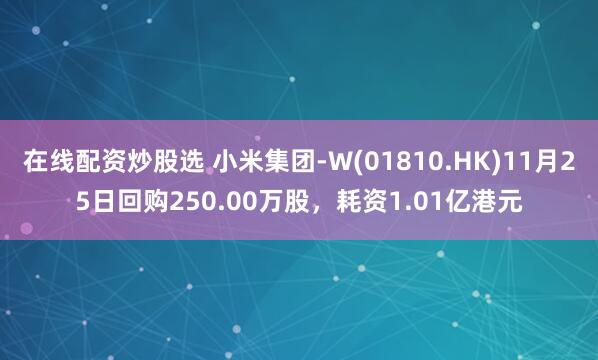 在线配资炒股选 小米集团-W(01810.HK)11月25日回购250.00万股，耗资1.01亿港元